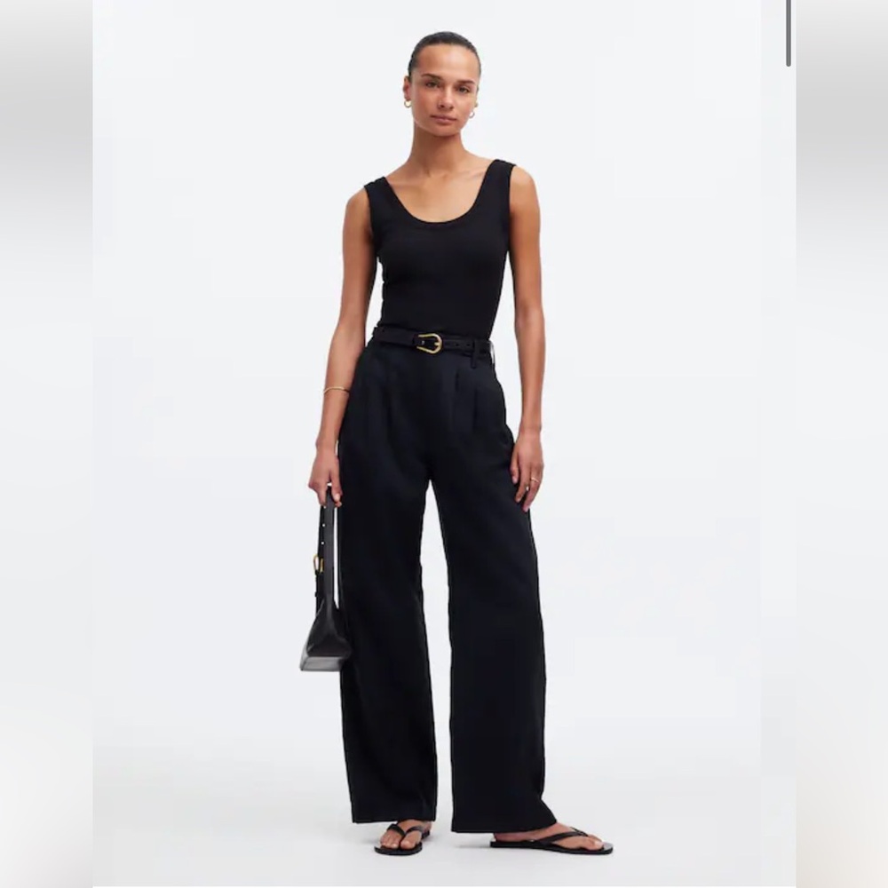 Madewell Harlow Wide Leg Trouser in Black, Size 0 oversized